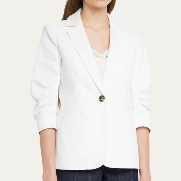 $395 Unworn Cinq A Sept Khloe White Denim Blazer - Picture 2 of 10